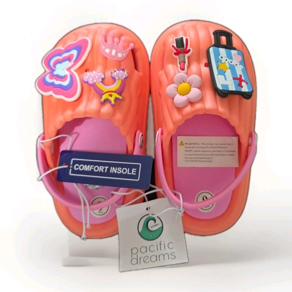Pacific Dreams Kids Orange Rubber Clogs Water Shoes Size‎ 9 New with Tags
